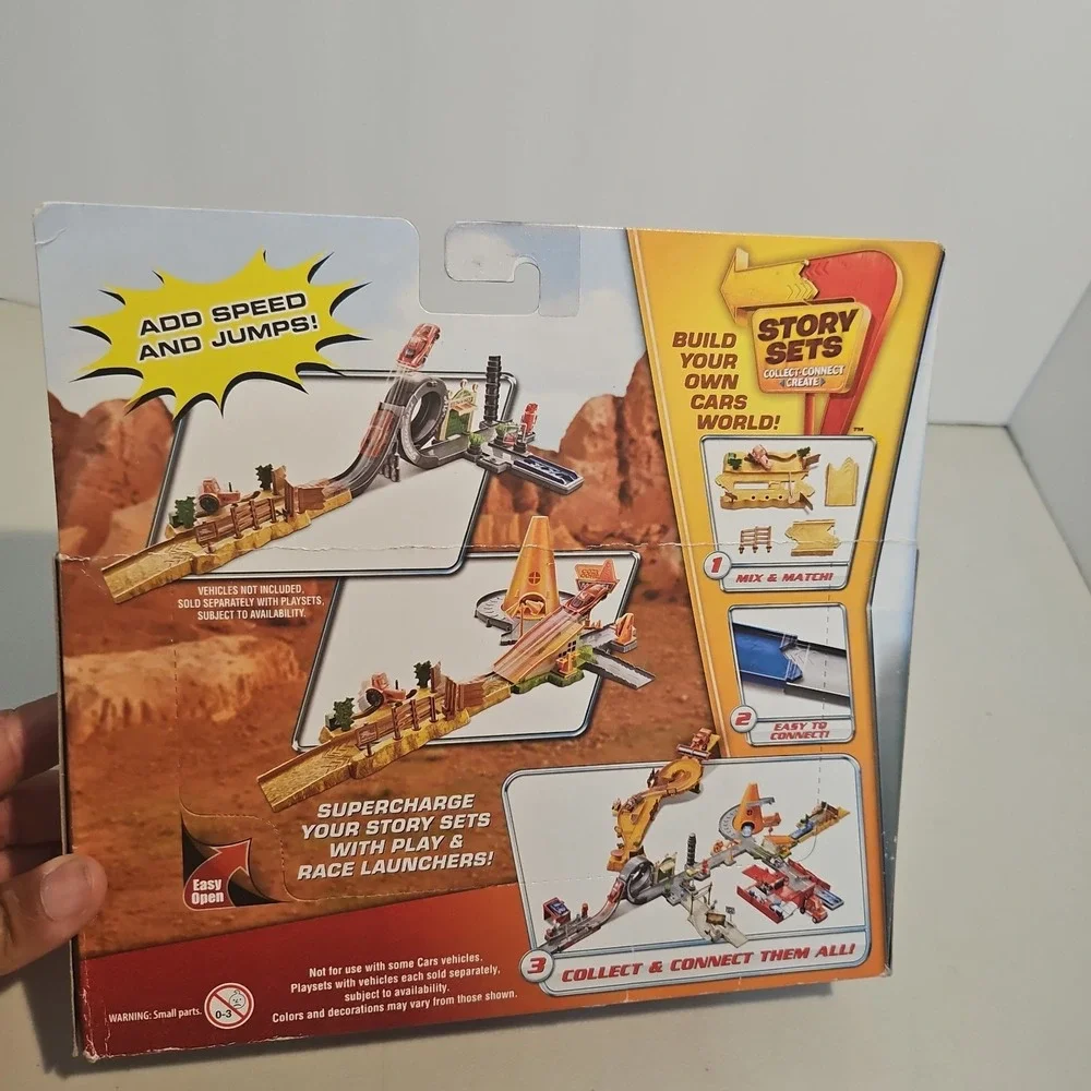 New! Disney Pixar Cars Connect to Story Set Tractor Tippin' Play & Race Launcher